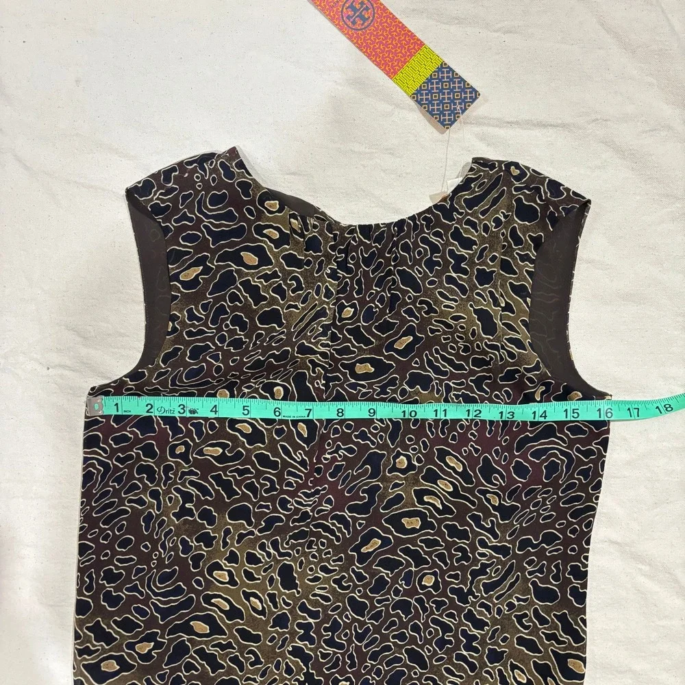 NWT Tory‎ Burch 100% Silk Tanya Top Abstract Leopard Tie Neck Blouse Size 0